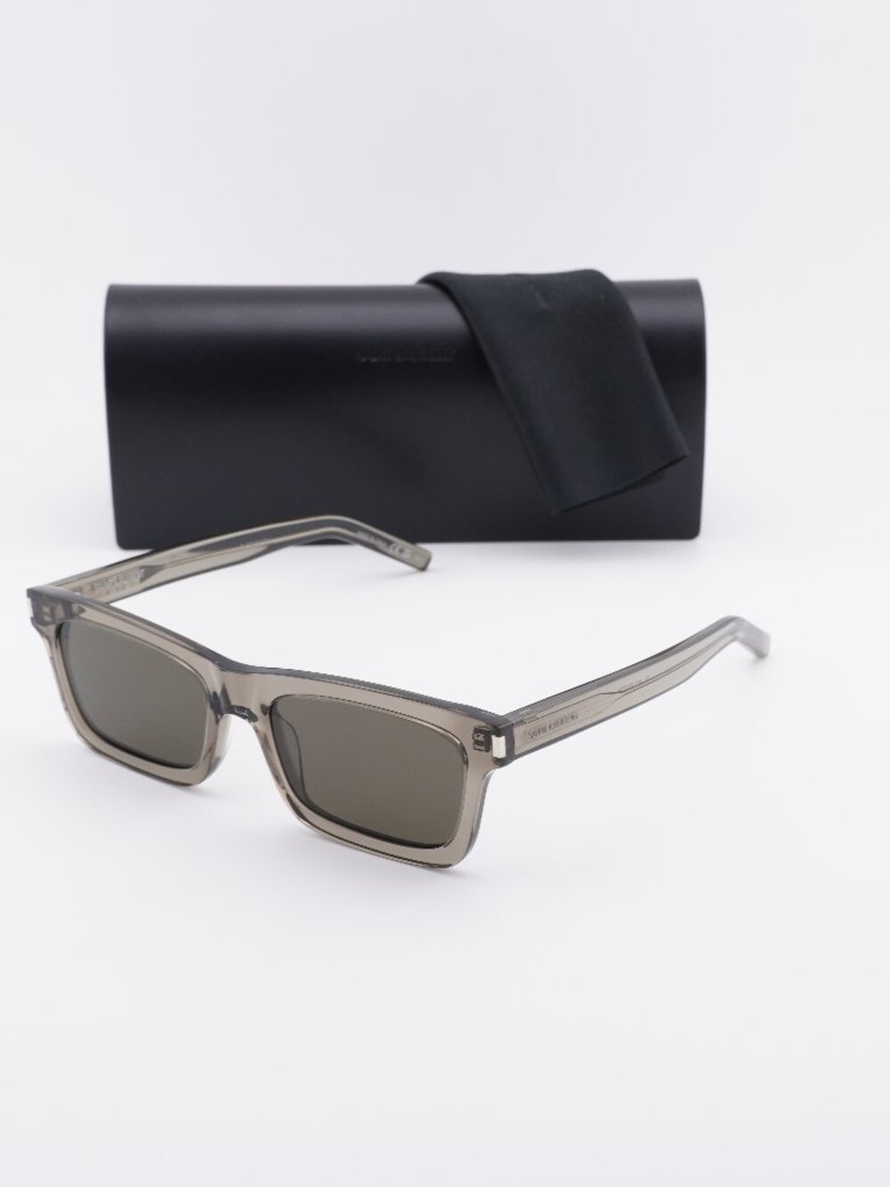 Saint Laurent SL461 BETTY 022 Rectangle Sunglasses - Shiny Brown \ Grey